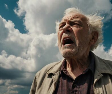 Leonardo_Kino_XL_grumpy_old_man_shouting_in_front_of_clouds_3