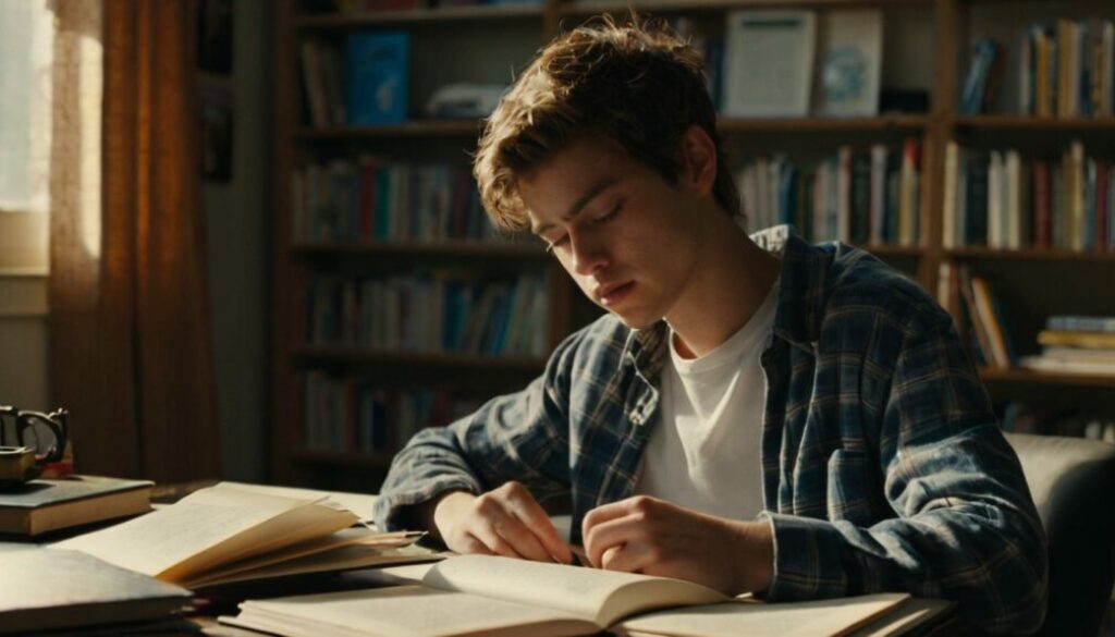 Leonardo_Kino_XL_tired_student_sitting_in_his_room_trying_to_l_3